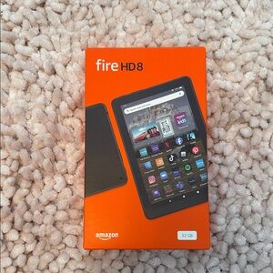 Amazon Fire HD 8 Tablet in Black with Orange Retail Box